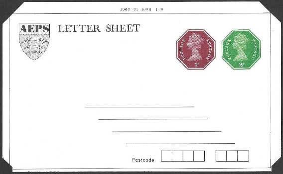1973 GB - QEII 1p and 2p Octagonal AEPS Letter Sheet MNH